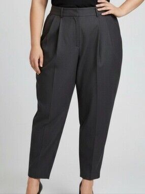 Stella McCartney Women's Barrel Leg All Wool Sz 46 Black Twill Pants Pockets